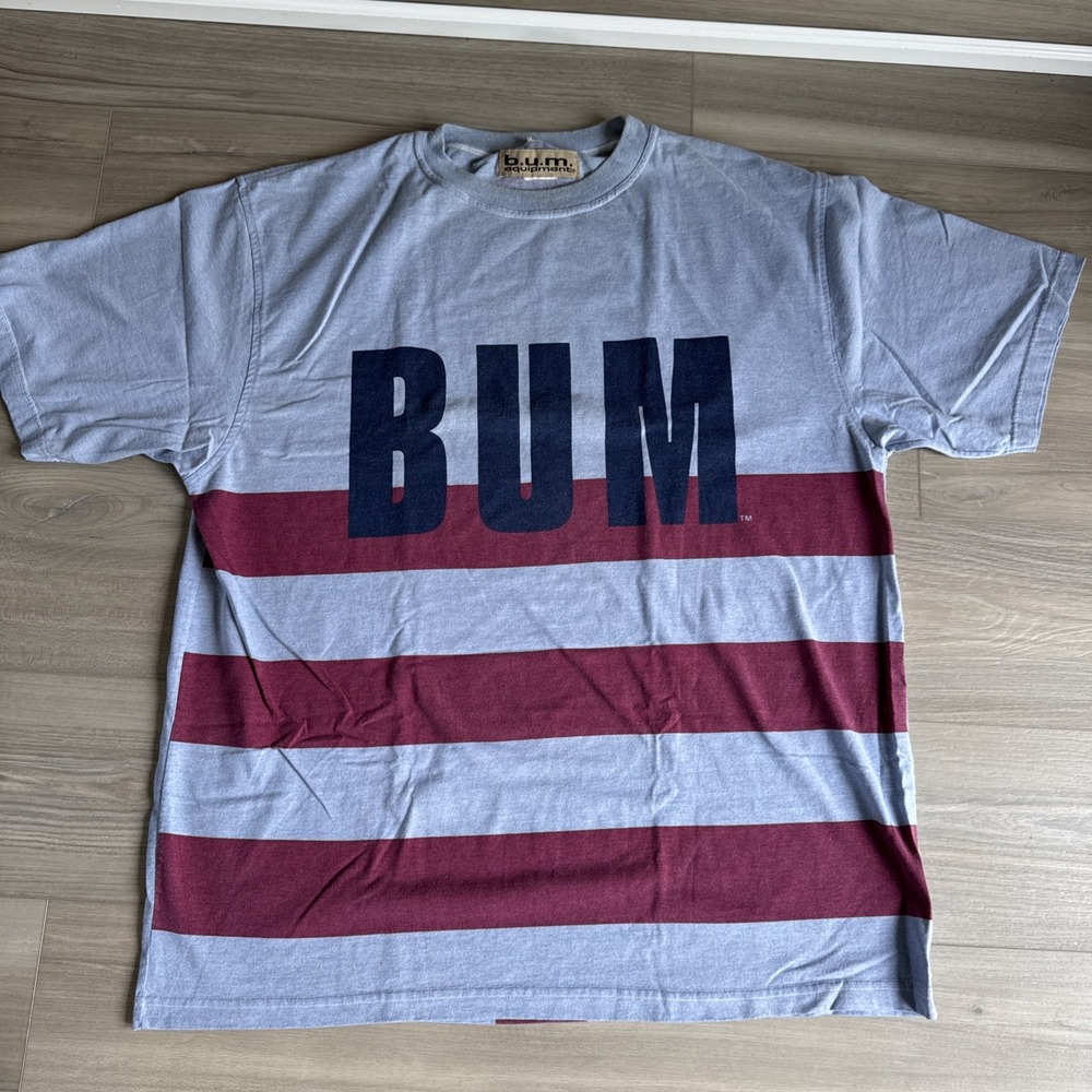 VINTAGE BUM Equipment‎ Shirt Mens L Blue Red Skater Skate Punk 90s USA July 4th